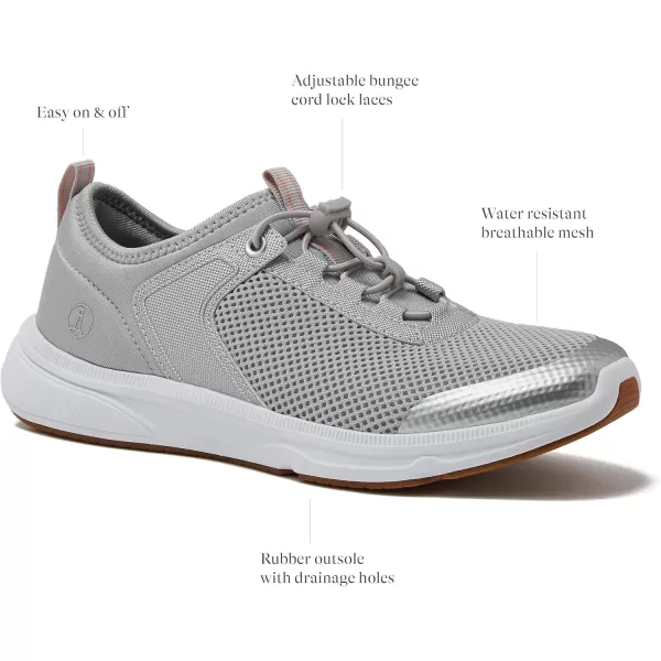 Lands End Slip On Water Sneakers for Women with Quick Dry Mesh Lightweight Sport Womens Water Shoes with Drainage Holes for Beach or Pool Black or Silver Adult Size 611 Water Shoes for WomenSilver