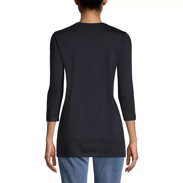 Lands End Womens 34 Sleeve Supima Cotton Crewneck TunicBlack