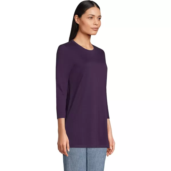 Lands End Womens 34 Sleeve Supima Cotton Crewneck TunicBlackberry