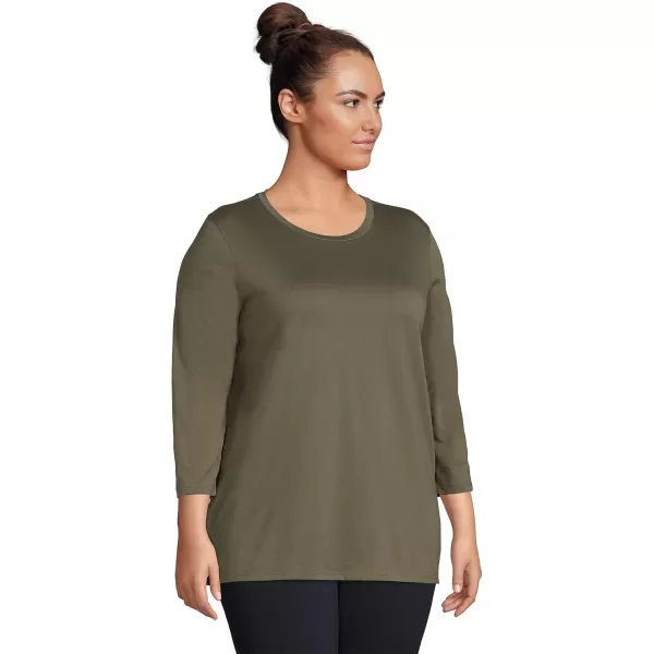 Lands End Womens 34 Sleeve Supima Cotton Crewneck TunicForest Moss