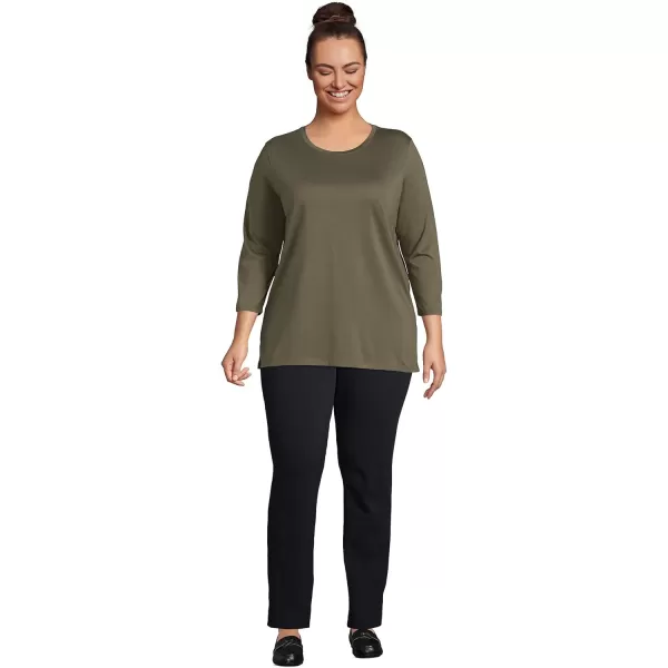 Lands End Womens 34 Sleeve Supima Cotton Crewneck TunicForest Moss