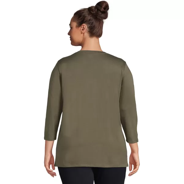 Lands End Womens 34 Sleeve Supima Cotton Crewneck TunicForest Moss