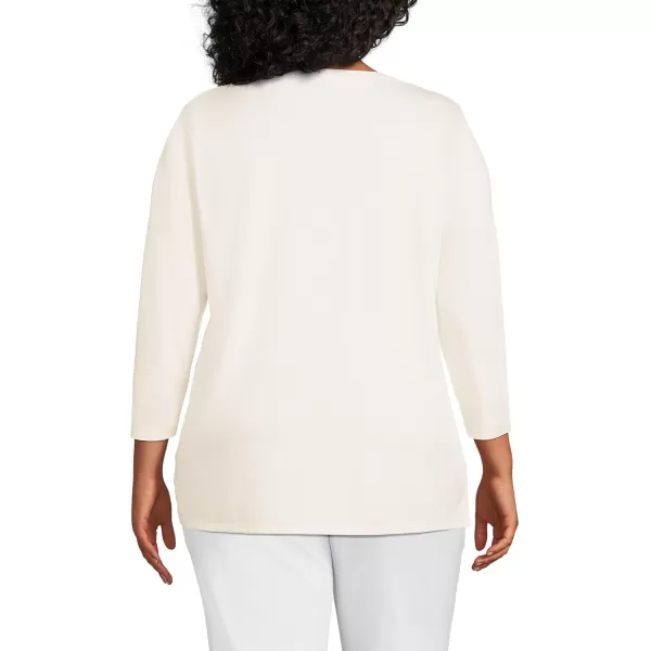 Lands End Womens 34 Sleeve Supima Cotton Crewneck TunicFresh Ivory