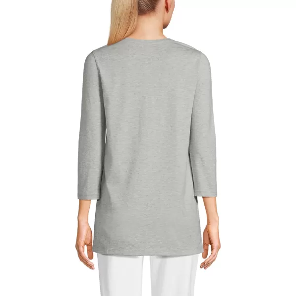 Lands End Womens 34 Sleeve Supima Cotton Crewneck TunicGray Heather