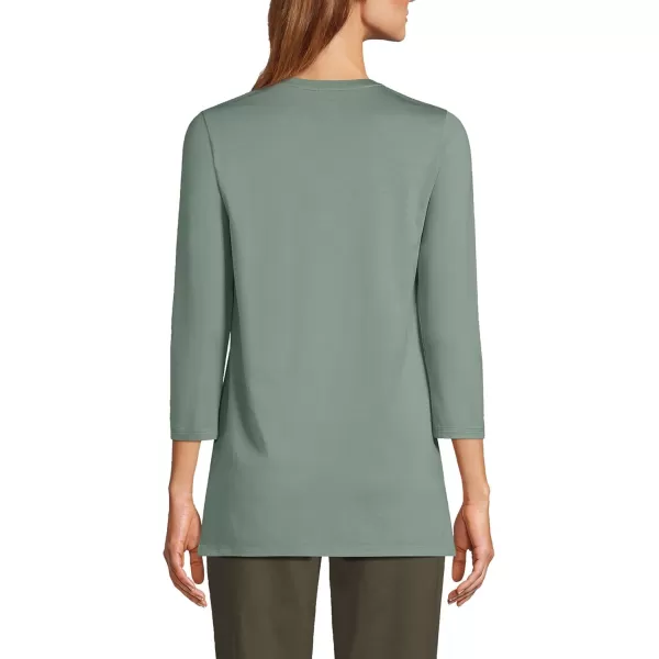 Lands End Womens 34 Sleeve Supima Cotton Crewneck TunicLily Pad Green