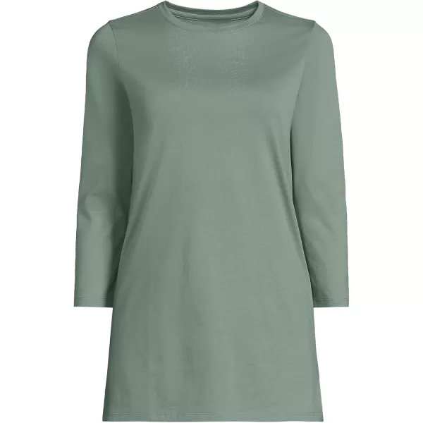 Lands End Womens 34 Sleeve Supima Cotton Crewneck TunicLily Pad Green