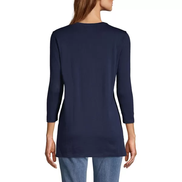 Lands End Womens 34 Sleeve Supima Cotton Crewneck TunicRadiant Navy