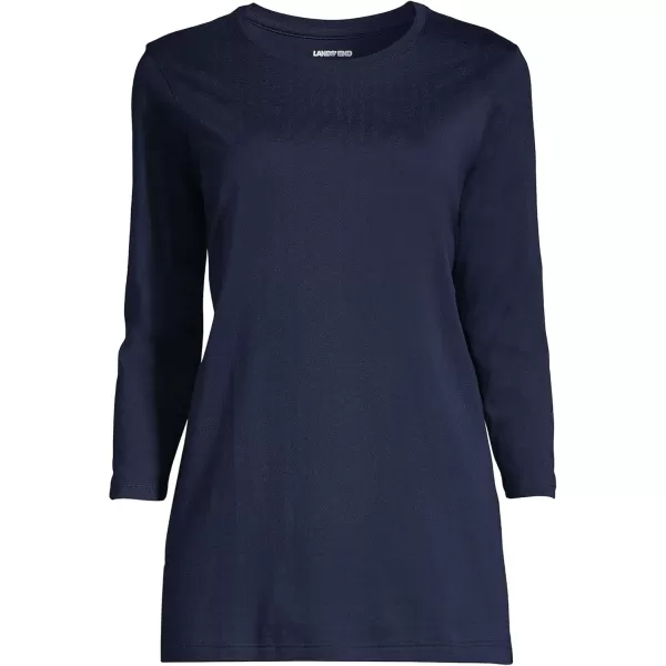 Lands End Womens 34 Sleeve Supima Cotton Crewneck TunicRadiant Navy