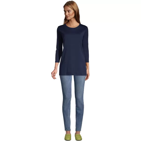 Lands End Womens 34 Sleeve Supima Cotton Crewneck TunicRadiant Navy