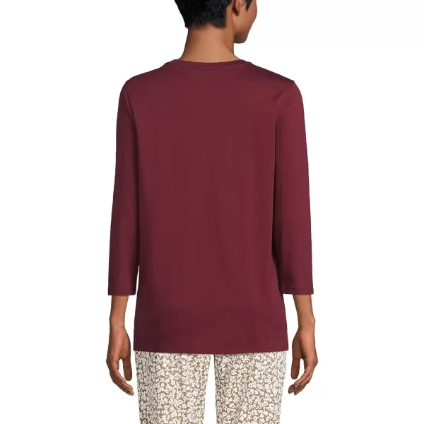 Lands End Womens 34 Sleeve Supima Cotton Crewneck TunicRich Burgundy