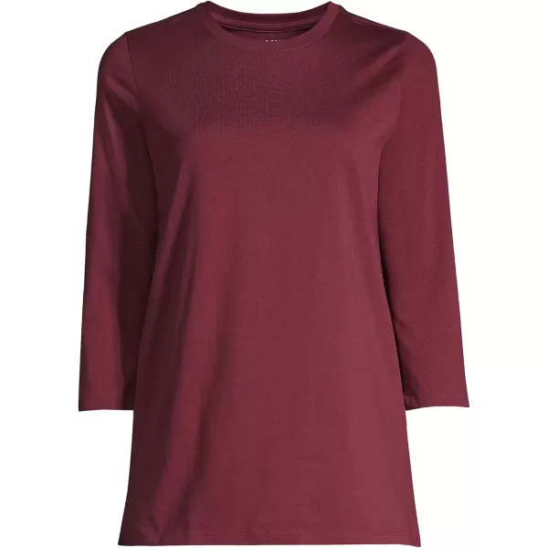 Lands End Womens 34 Sleeve Supima Cotton Crewneck TunicRich Burgundy