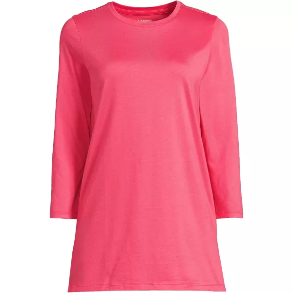 Lands End Womens 34 Sleeve Supima Cotton Crewneck TunicRouge Pink