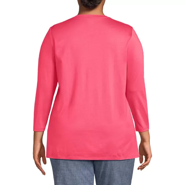 Lands End Womens 34 Sleeve Supima Cotton Crewneck TunicRouge Pink