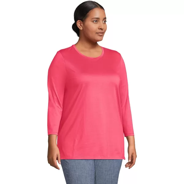 Lands End Womens 34 Sleeve Supima Cotton Crewneck TunicRouge Pink