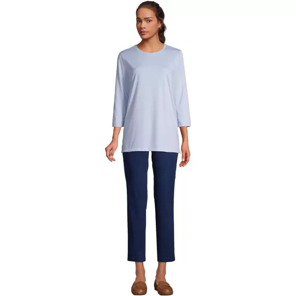 Lands End Womens 34 Sleeve Supima Cotton Crewneck TunicSoft Blue Haze