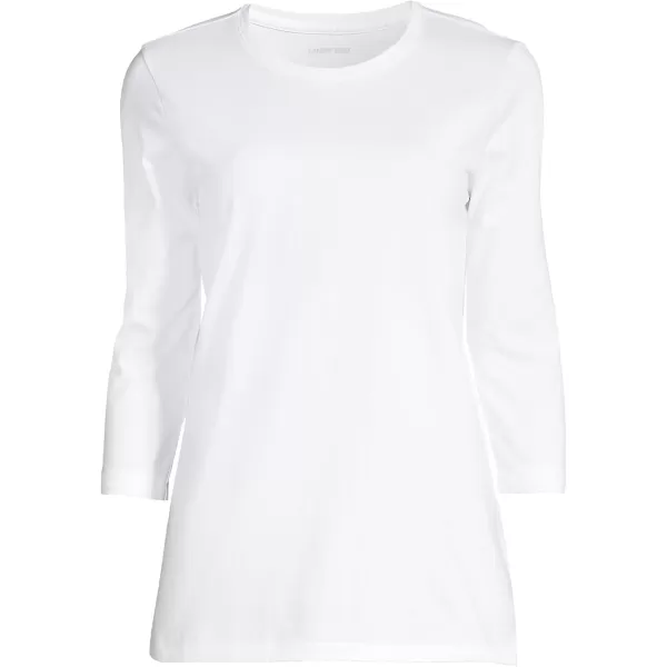 Lands End Womens 34 Sleeve Supima Cotton Crewneck TunicWhite