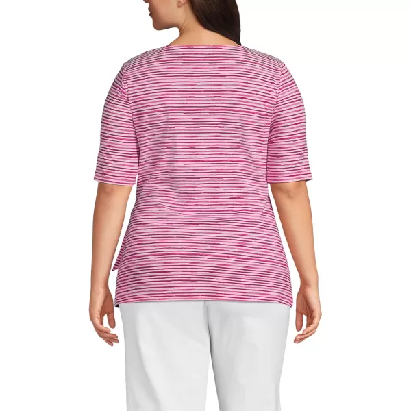 Lands End Womens Lightweight Jersey Tie Front TopCerise Pink Painted Stripe