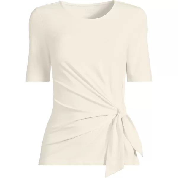 Lands End Womens Lightweight Jersey Tie Front TopFresh Ivory