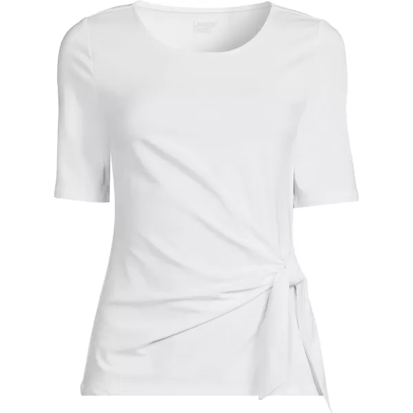 Lands End Womens Lightweight Jersey Tie Front TopWhite