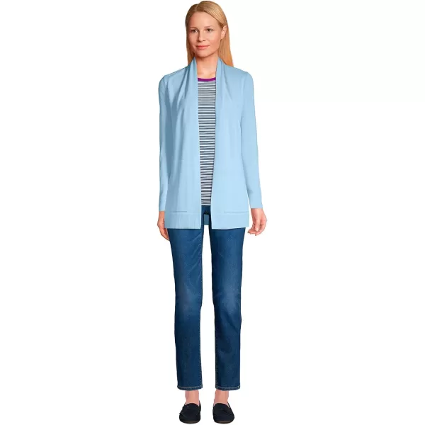 Lands End Womens Long Sleeve Open Long Cardigan SweaterSoft Blue Haze