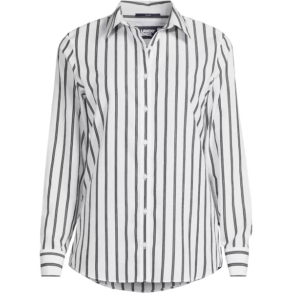 Lands End Womens Pinwale Cord Long Sleeve ShirtBlack Dual Stripe