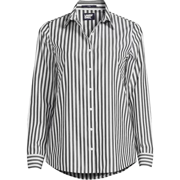 Lands End Womens Pinwale Cord Long Sleeve ShirtBlackWhite Stripe