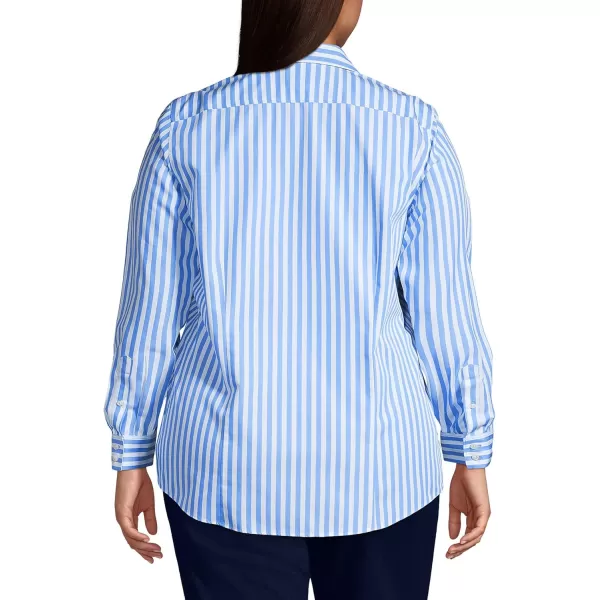 Lands End Womens Pinwale Cord Long Sleeve ShirtChicory Blue Stripe