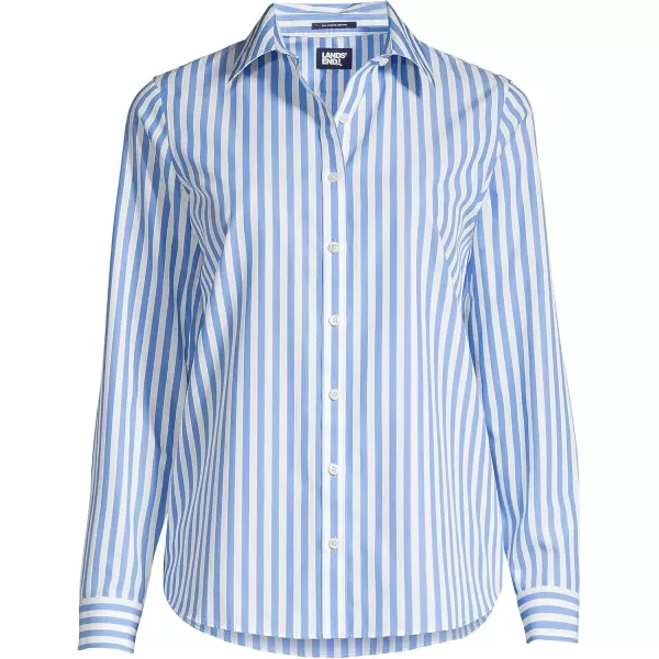 Lands End Womens Pinwale Cord Long Sleeve ShirtChicory Blue Stripe