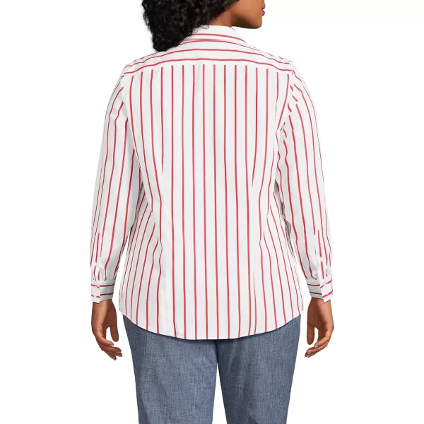 Lands End Womens Pinwale Cord Long Sleeve ShirtCompass Red Wide Stripe