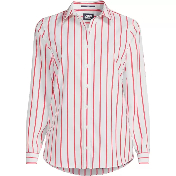 Lands End Womens Pinwale Cord Long Sleeve ShirtCompass Red Wide Stripe