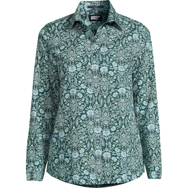 Lands End Womens Pinwale Cord Long Sleeve ShirtDeep Balsam Adorn Floral