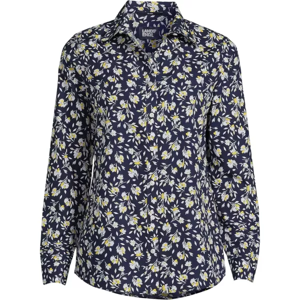 Lands End Womens Pinwale Cord Long Sleeve ShirtDeep Sea Navy Floral