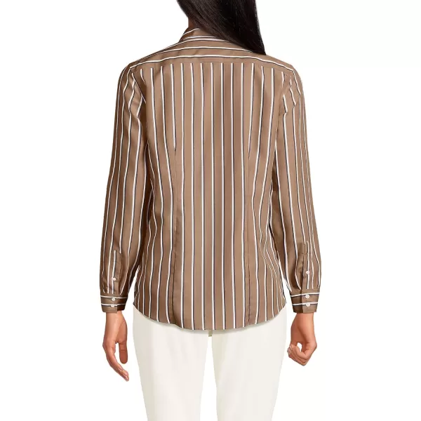 Lands End Womens Pinwale Cord Long Sleeve ShirtHoney Beige Dual Stripe