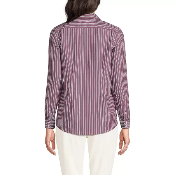 Lands End Womens Pinwale Cord Long Sleeve ShirtNavyBurgundy Stripes