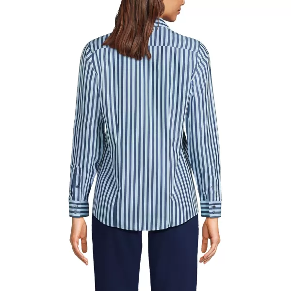 Lands End Womens Pinwale Cord Long Sleeve ShirtNavySoft Blue Haze Stripe