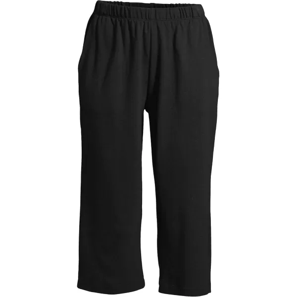 Lands End Womens Sport Knit High Rise Elastic Waist Capri PantsBlack