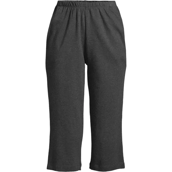 Lands End Womens Sport Knit High Rise Elastic Waist Capri PantsDark Charcoal Heather