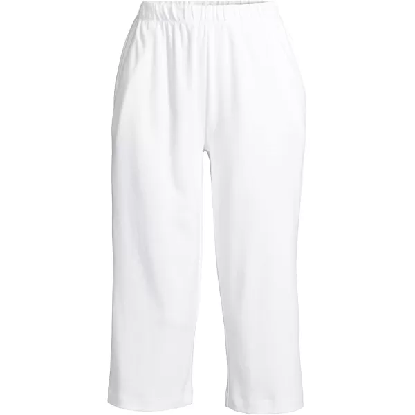 Lands End Womens Sport Knit High Rise Elastic Waist Capri PantsWhite