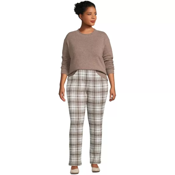 Lands End Womens Sport Knit High Rise PantsAlabaster Vintage Plaid