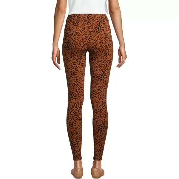 Lands End Womens Starfish Mid Rise Knit LeggingsBurnt Caramel Leopard Print