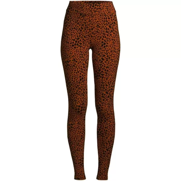 Lands End Womens Starfish Mid Rise Knit LeggingsBurnt Caramel Leopard Print