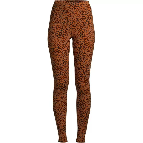 Lands End Womens Starfish Mid Rise Knit LeggingsBurnt Caramel Leopard Print