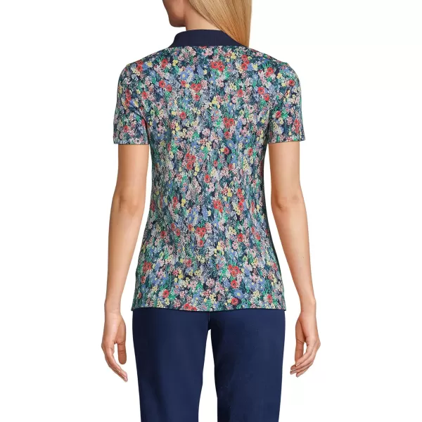 Lands End Womens Supima Cotton Polo ShirtDeep Sea Navy Field Floral