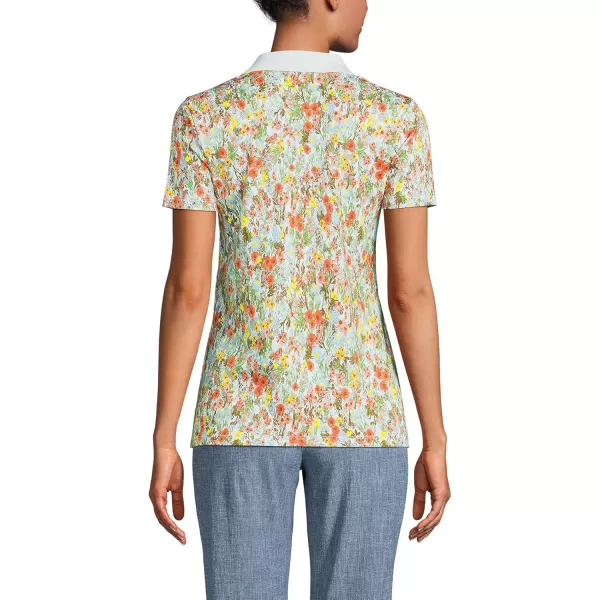 Lands End Womens Supima Cotton Polo ShirtWhite Multi Field Floral