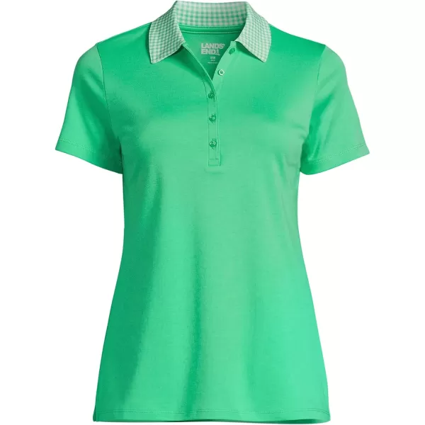 Lands End Womens Supima Cotton Polo ShirtWintergreen Gingham