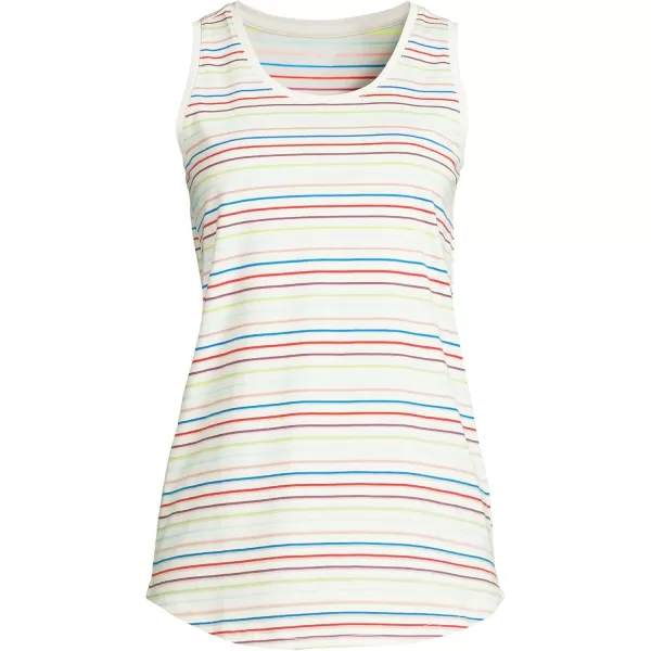 Lands End Womens Supima Cotton Tunic Tank TopIvoryCerise Pink Multi Stripe