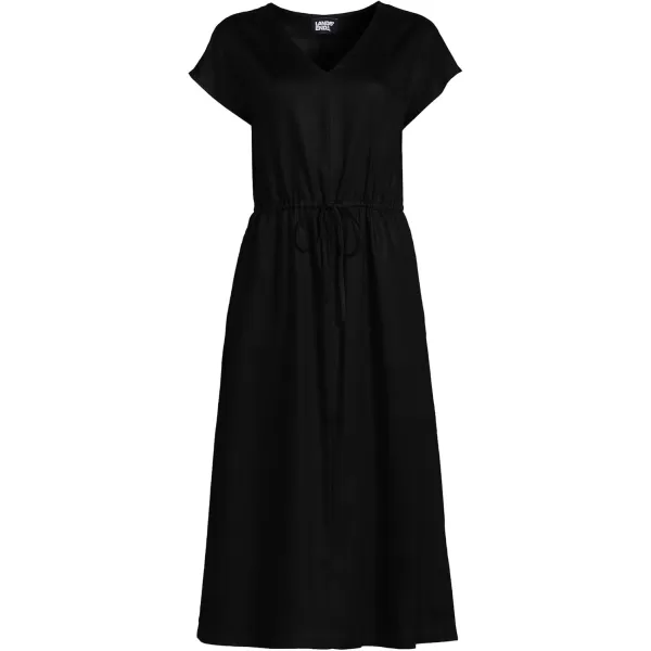 Lands End Womens VNeck Midi Dress Made with Tencel FibersBlack