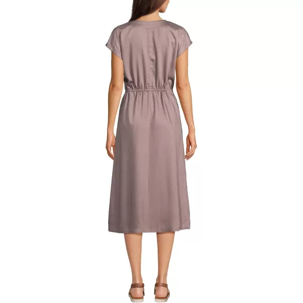 Lands End Womens VNeck Midi Dress Made with Tencel FibersRich Mauve