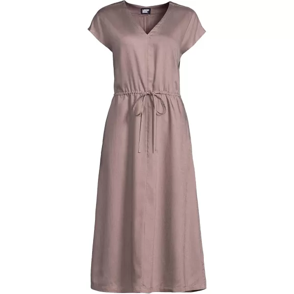 Lands End Womens VNeck Midi Dress Made with Tencel FibersRich Mauve