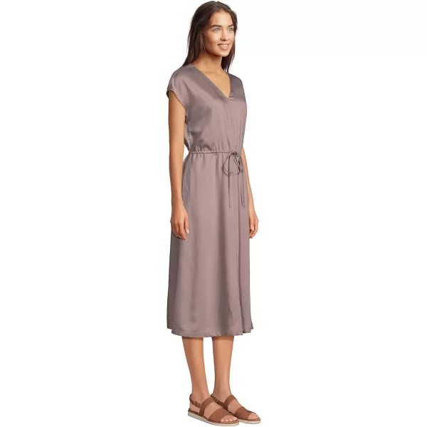 Lands End Womens VNeck Midi Dress Made with Tencel FibersRich Mauve